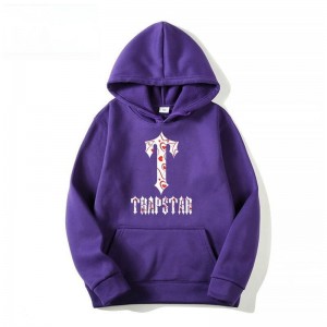 Férfi Trapstar Anime T-Flowers Pattern Pulcsi Lila | Hungary XM10-164