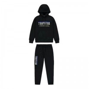 Férfi Trapstar Black Decoded Chenille 2.0 Csuklyás Melegítő Fekete | Hungary CE64-577