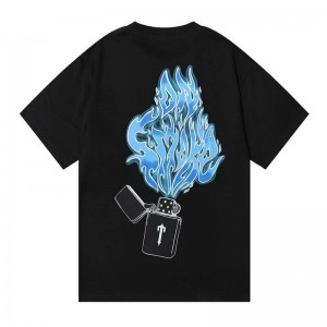 Férfi Trapstar Flame Printing Póló Fekete | Hungary BQ27-299