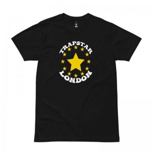 Férfi Trapstar Fleece Stars London Póló Fekete | Hungary UB15-682