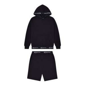Férfi Trapstar Hyperdrive Rib Hoodie Shorts Set Melegítő Fekete | Hungary ZH33-992