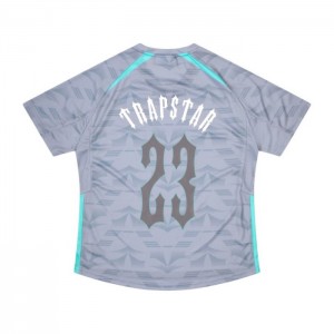 Férfi Trapstar Irongate Football Jersey Póló Szürke Kék | Hungary ZO03-294