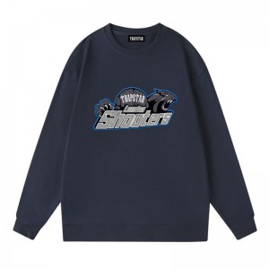 Férfi Trapstar London Its Shooters Logo Pulóverek NavyBlue | Hungary MT67-950