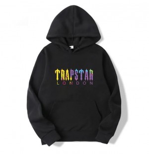 Férfi Trapstar London Print Pulcsi Fekete | Hungary UD89-699