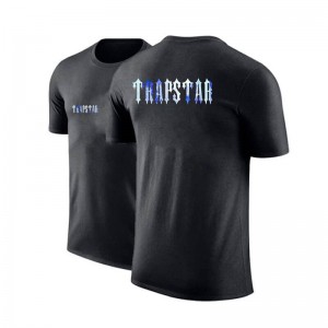 Férfi Trapstar Shorts Sleeve Round-Neck Póló Fekete | Hungary VV33-929