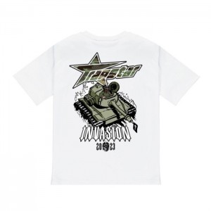 Férfi Trapstar Trap Invasion Tee Póló Fehér | Hungary UG13-566