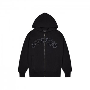 Férfi Trapstar Wildcard Chenille Zip Pulcsi Fekete | Hungary JG00-018