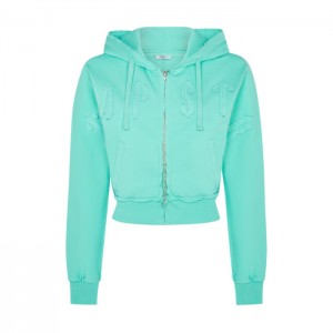 Női Trapstar Irongate Cropped Batwing Zip Hoodie Pulcsi Türkiz | Hungary YT58-517
