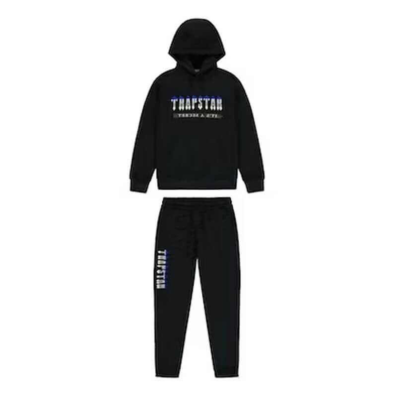 Férfi Trapstar Black Decoded Chenille 2.0 Csuklyás Melegítő Fekete | Hungary CE64-577