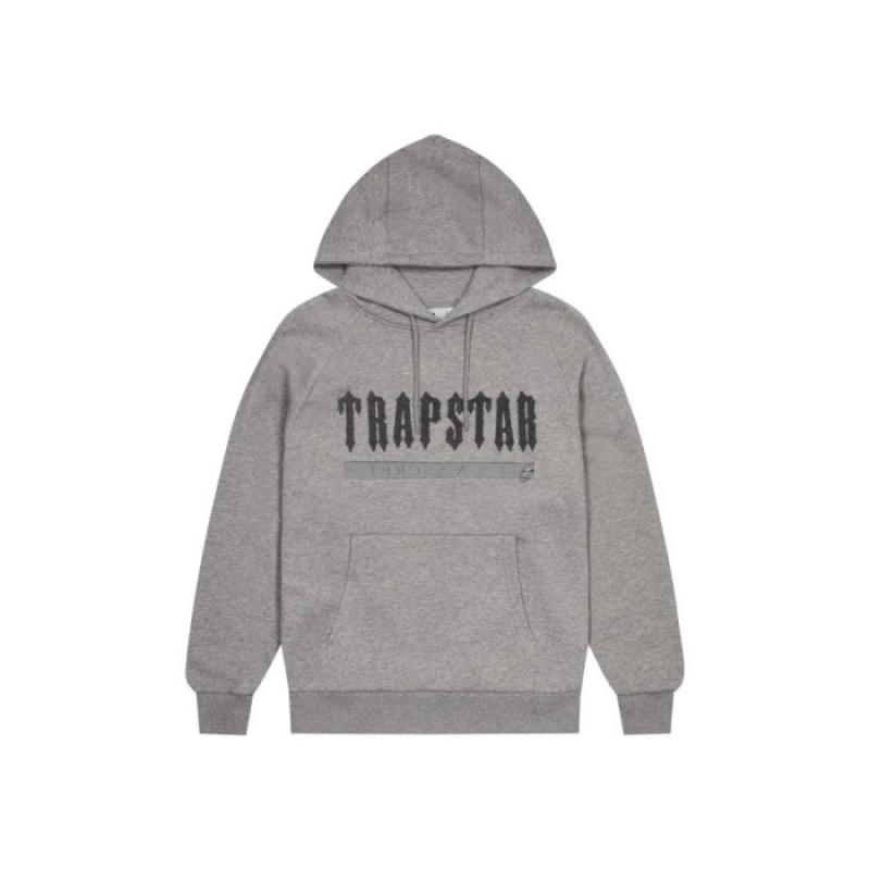 Férfi Trapstar Decoded Chenille 2.0 Hoodie Melegítő Szürke | Hungary LX49-650