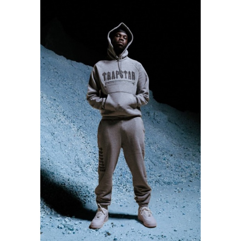 Férfi Trapstar Decoded Chenille 2.0 Hoodie Melegítő Szürke | Hungary LX49-650
