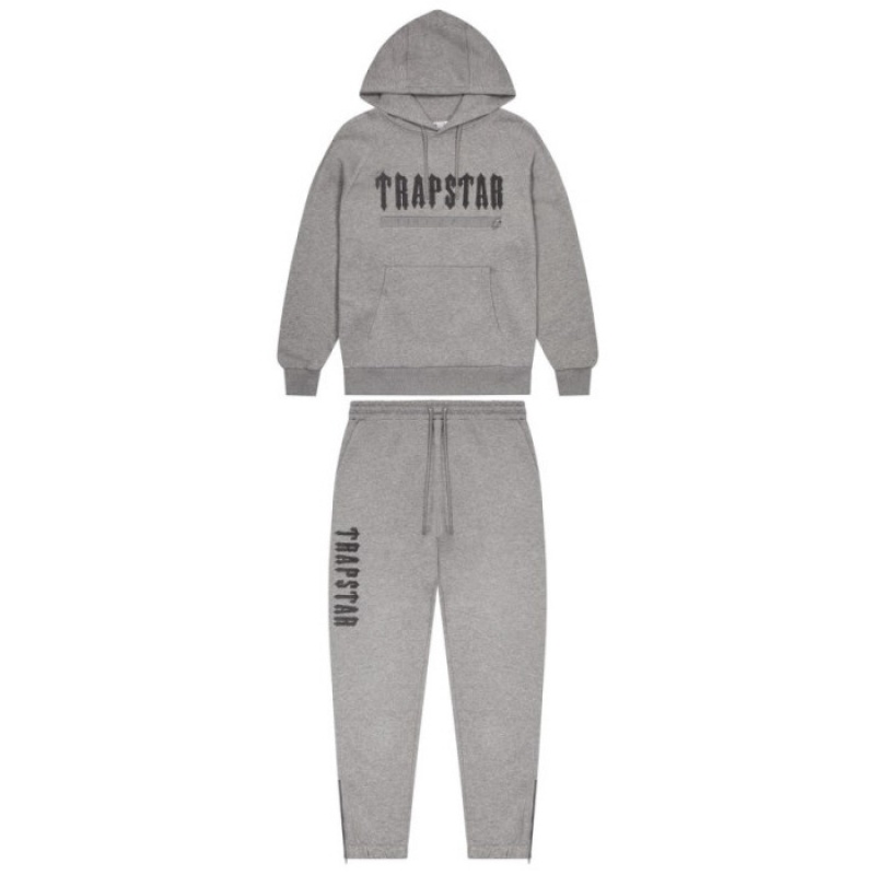 Férfi Trapstar Decoded Chenille 2.0 Hoodie Melegítő Szürke | Hungary LX49-650