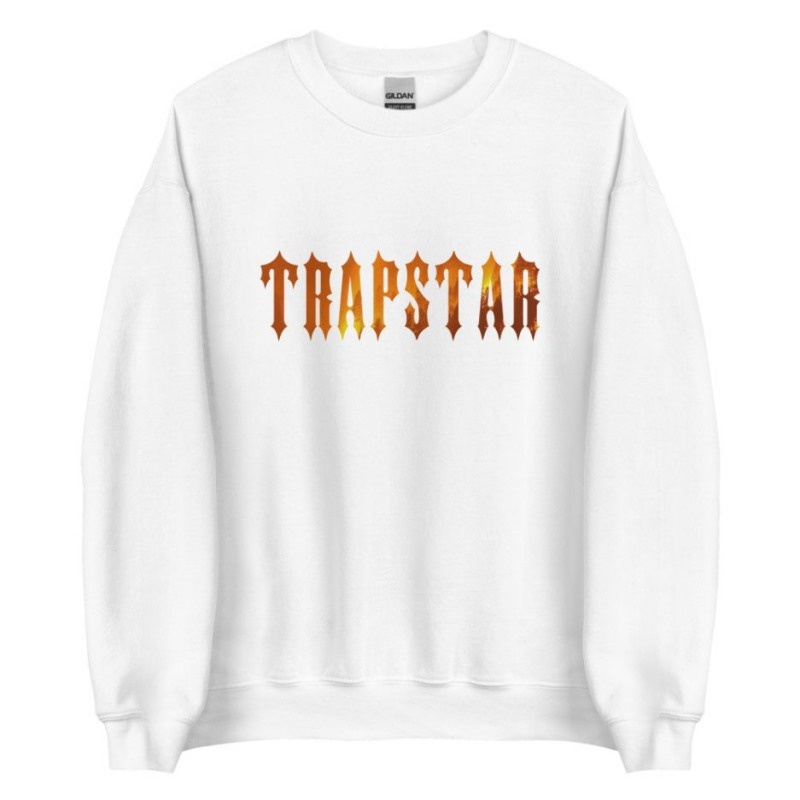 Férfi Trapstar Fire Logo Pulóverek Fehér | Hungary SQ44-440