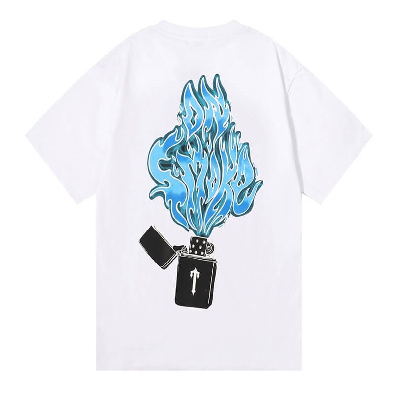 Férfi Trapstar Flame Printing Póló Fehér | Hungary HL19-133