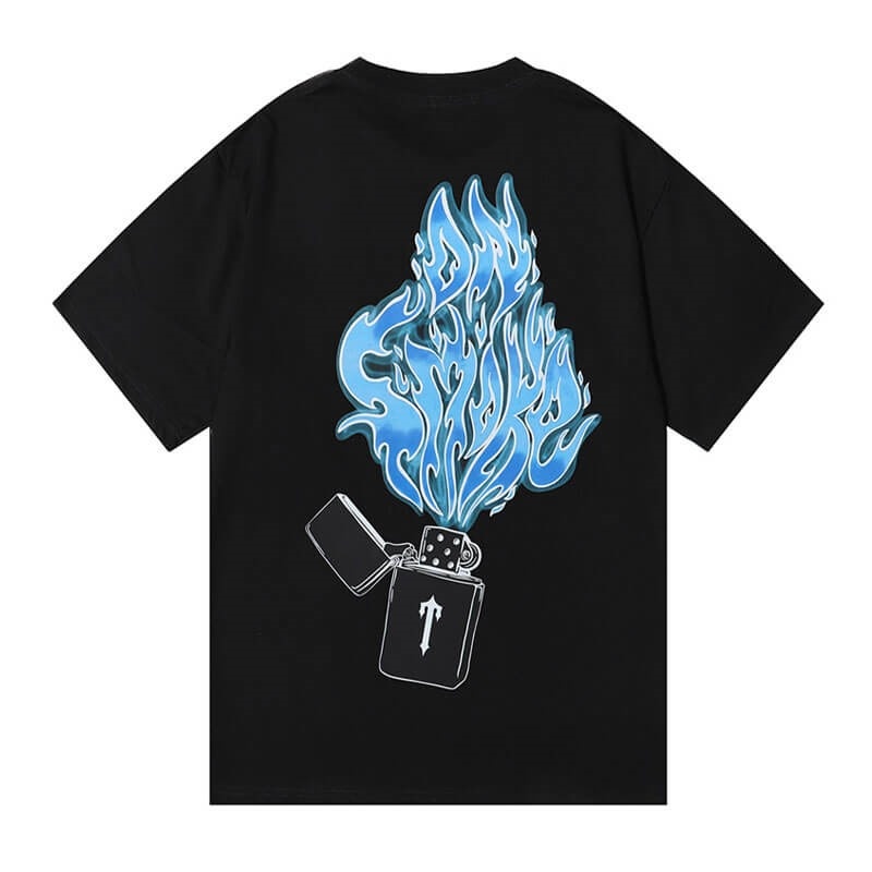 Férfi Trapstar Flame Printing Póló Fekete | Hungary BQ27-299