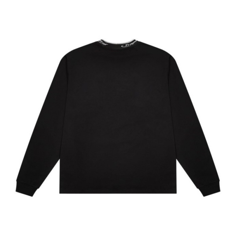 Férfi Trapstar Hyperdrive Collar LS Top Póló Fekete Fehér | Hungary EJ74-689