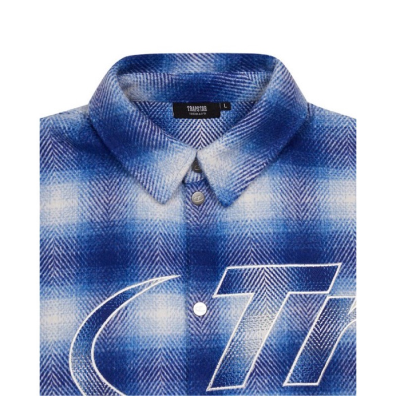 Férfi Trapstar Hyperdrive Overshirt Shirt Felsőruházat Kék | Hungary IJ74-241