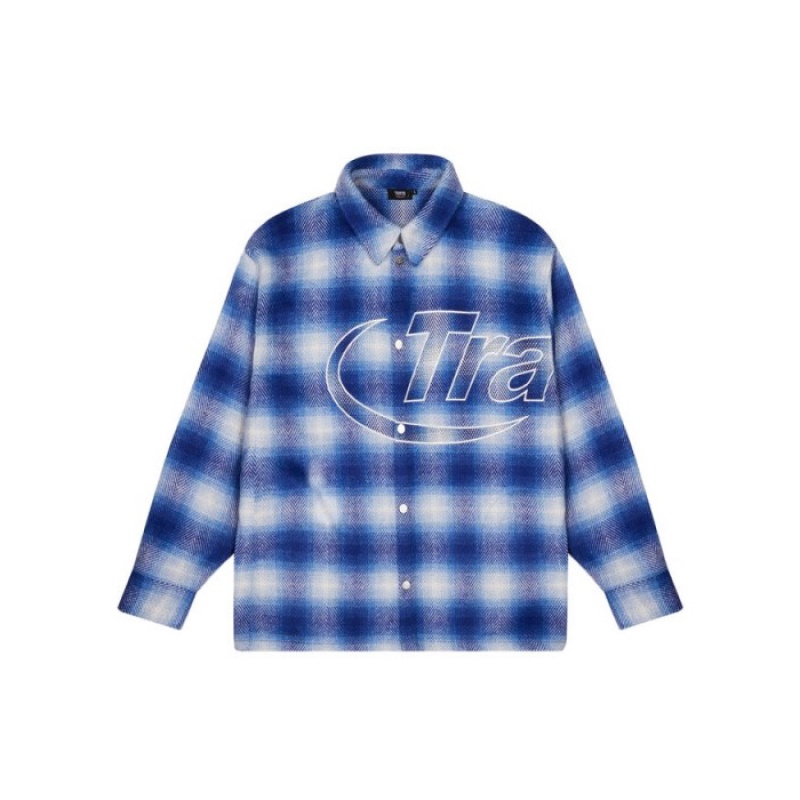 Férfi Trapstar Hyperdrive Overshirt Shirt Felsőruházat Kék | Hungary IJ74-241