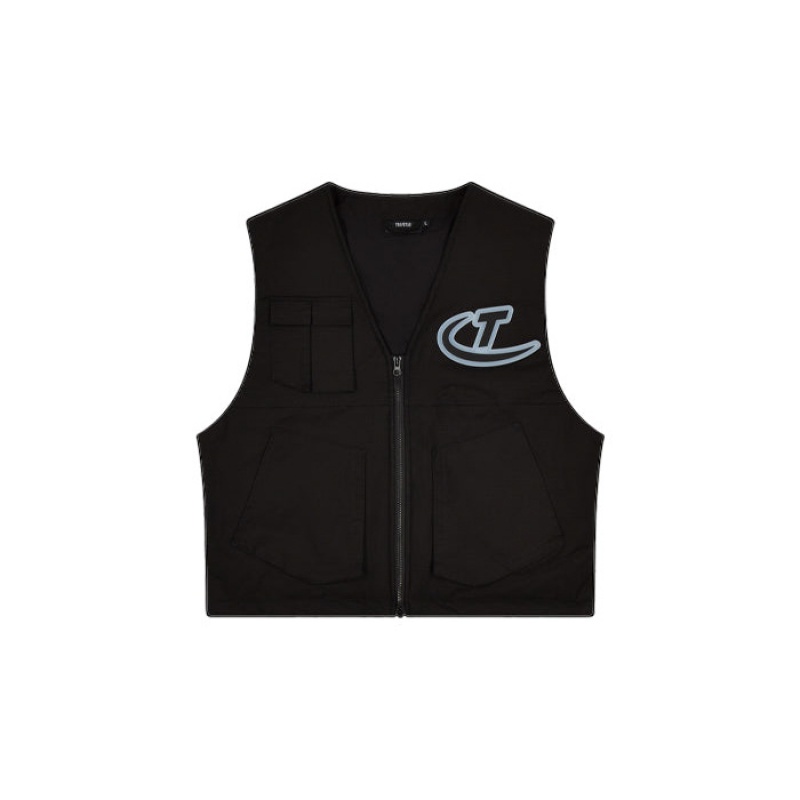 Férfi Trapstar Hyperdrive Pocket Vest Felsőruházat Fekete | Hungary YA90-103