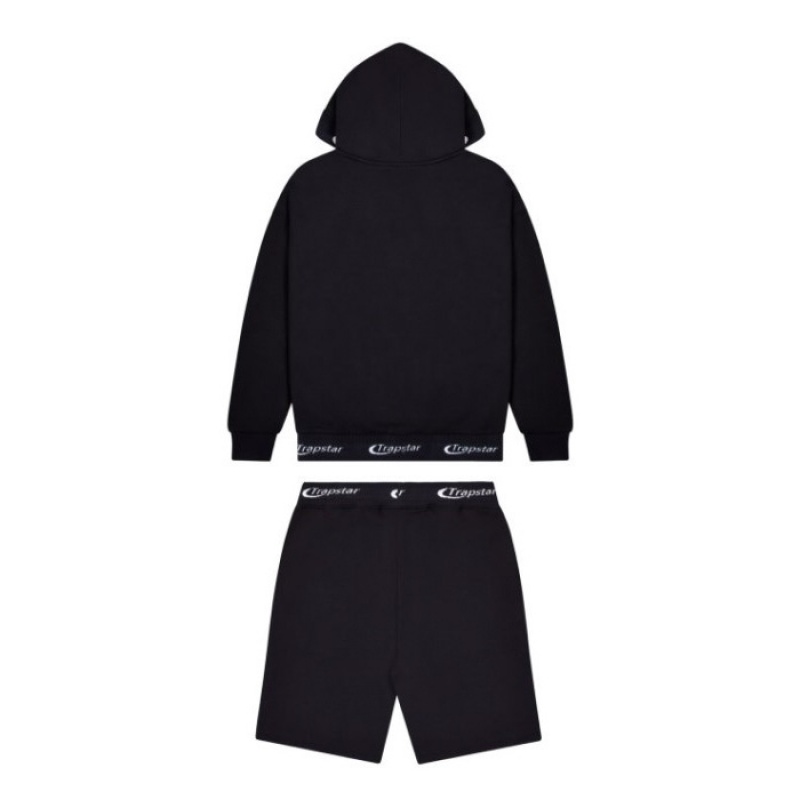 Férfi Trapstar Hyperdrive Rib Hoodie Shorts Set Melegítő Fekete | Hungary ZH33-992