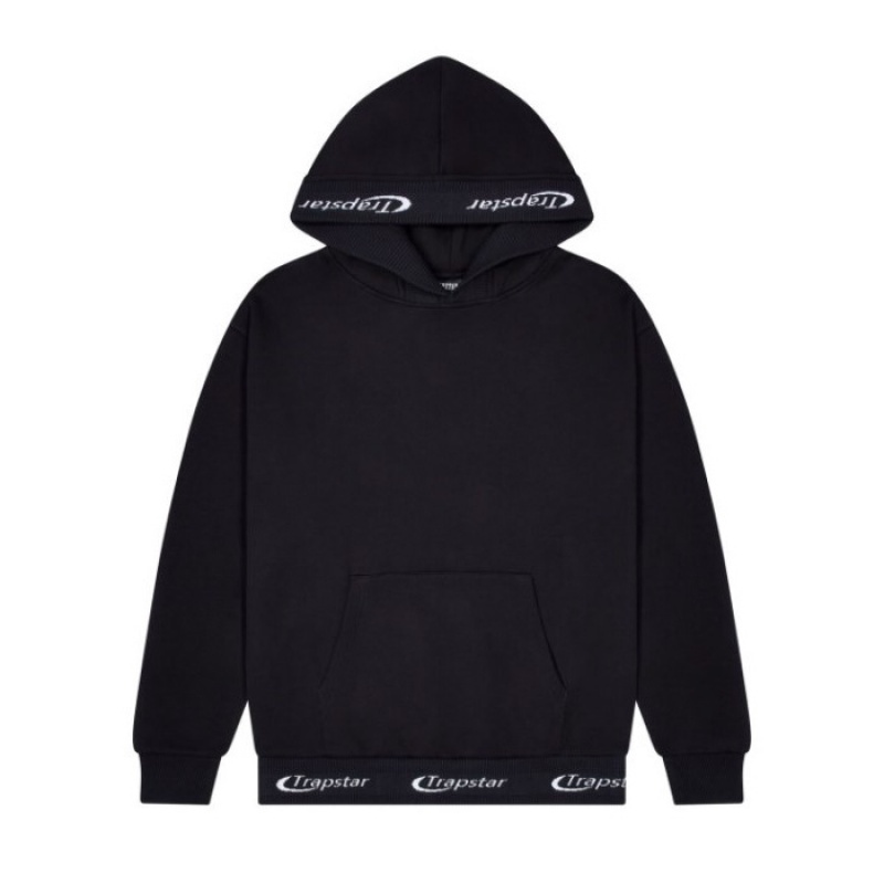 Férfi Trapstar Hyperdrive Rib Hoodie Shorts Set Melegítő Fekete | Hungary ZH33-992