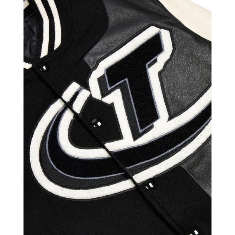 Férfi Trapstar Hyperdrive T Chenille Varsity Jacket Felsőruházat Fekete Fehér | Hungary BW40-702