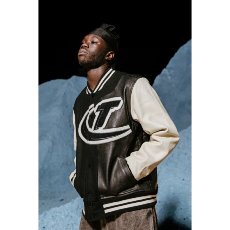 Férfi Trapstar Hyperdrive T Chenille Varsity Jacket Felsőruházat Fekete Fehér | Hungary BW40-702