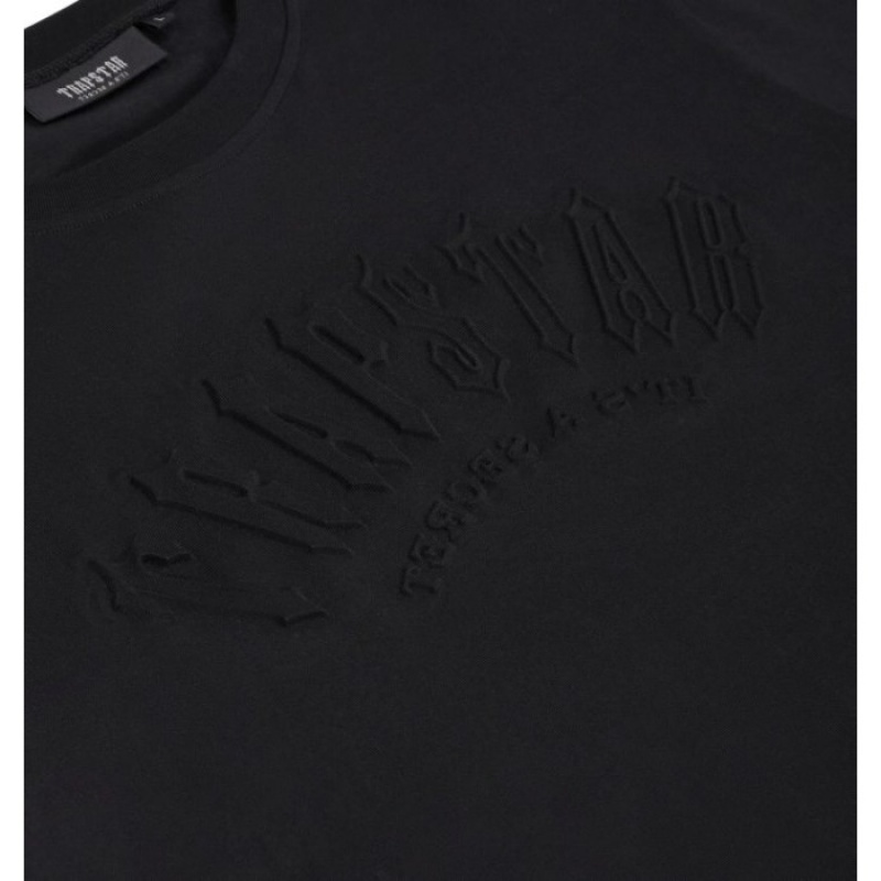 Férfi Trapstar Irongate Arch Embossed Tee Póló Fekete | Hungary UT26-871