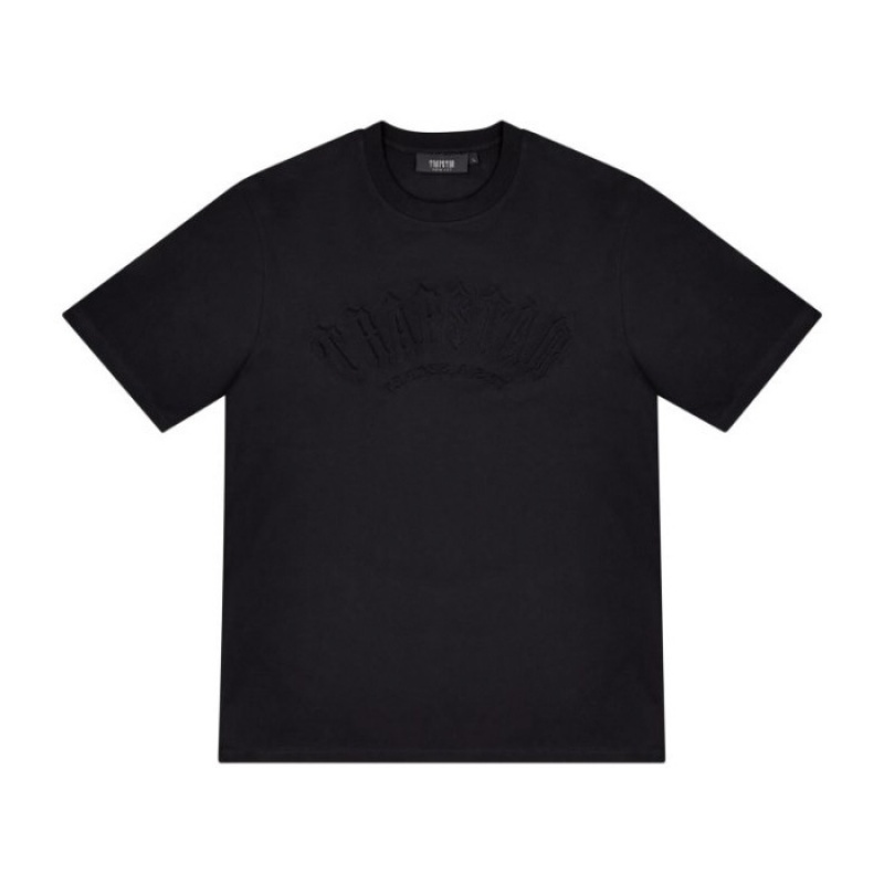 Férfi Trapstar Irongate Arch Embossed Tee Póló Fekete | Hungary UT26-871
