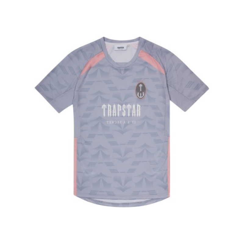 Férfi Trapstar Irongate Football Jersey Póló Szürke Rózsaszín | Hungary WG61-747