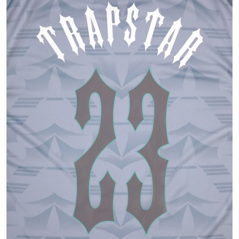 Férfi Trapstar Irongate Football Jersey Póló Szürke Kék | Hungary ZO03-294