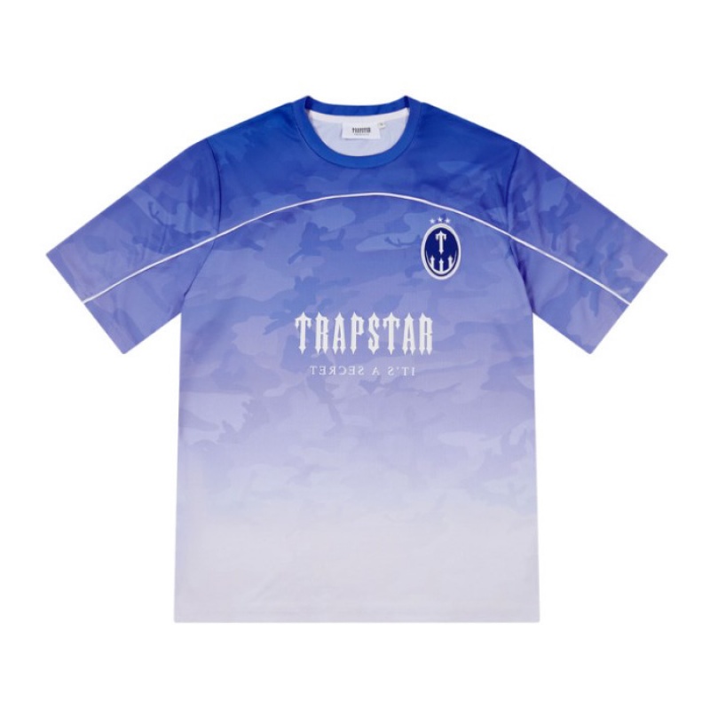 Férfi Trapstar Irongate Football Jersey Póló Kék | Hungary ON22-605