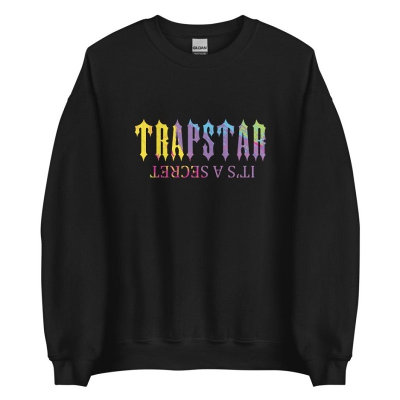 Férfi Trapstar It’s A Secret Print Logo Pulóverek Fekete | Hungary VS59-445