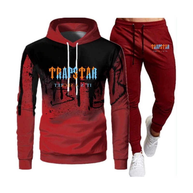 Férfi Trapstar It\'s a Secret Printed Logo Melegítő Piros | Hungary SC80-291