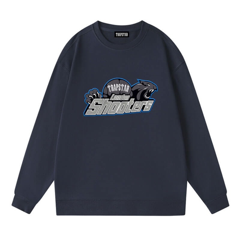 Férfi Trapstar London Its Shooters Logo Pulóverek NavyBlue | Hungary MT67-950