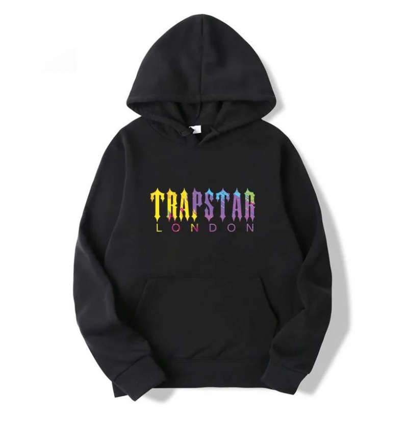 Férfi Trapstar London Print Pulcsi Fekete | Hungary UD89-699