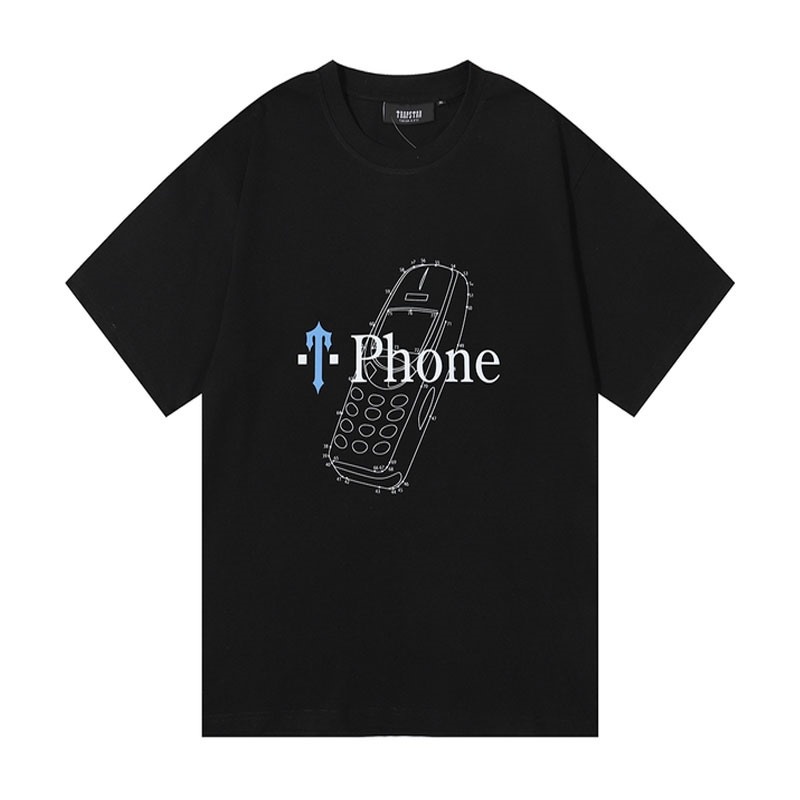 Férfi Trapstar Paint Splatter Phone Póló Fekete | Hungary ZP25-249