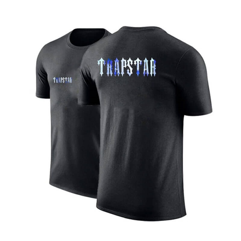 Férfi Trapstar Shorts Sleeve Round-Neck Póló Fekete | Hungary VV33-929