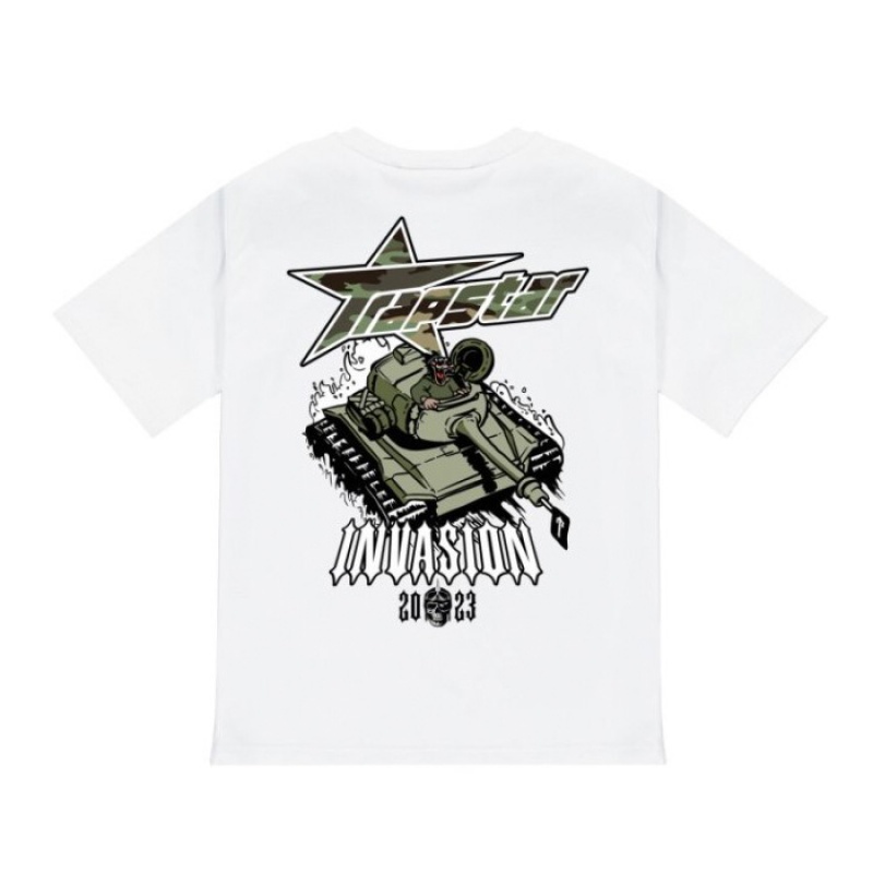 Férfi Trapstar Trap Invasion Tee Póló Fehér | Hungary UG13-566