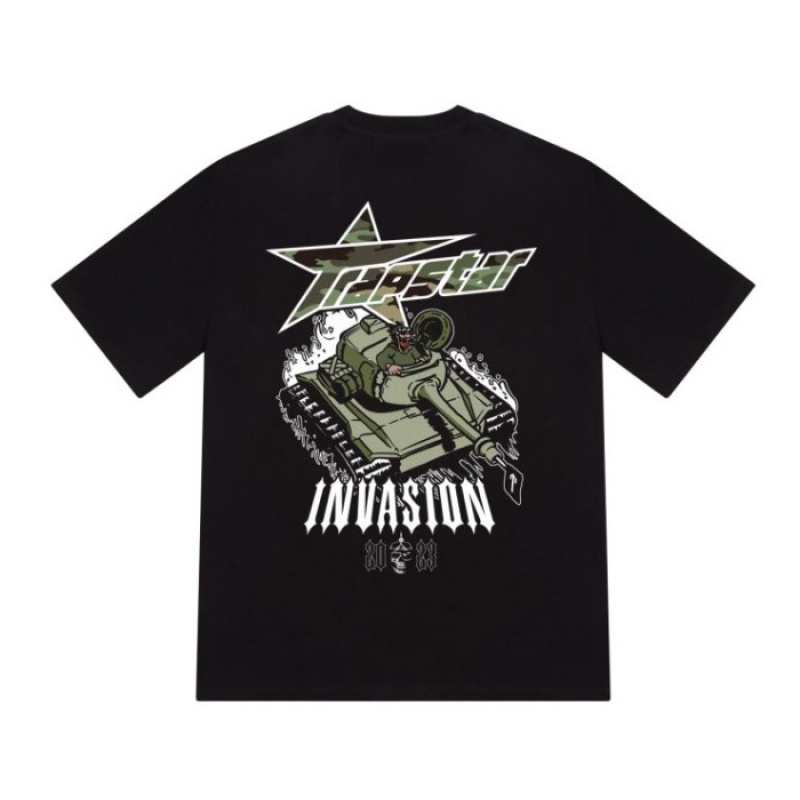 Férfi Trapstar Trap Invasion Tee Póló Fekete | Hungary EV40-934