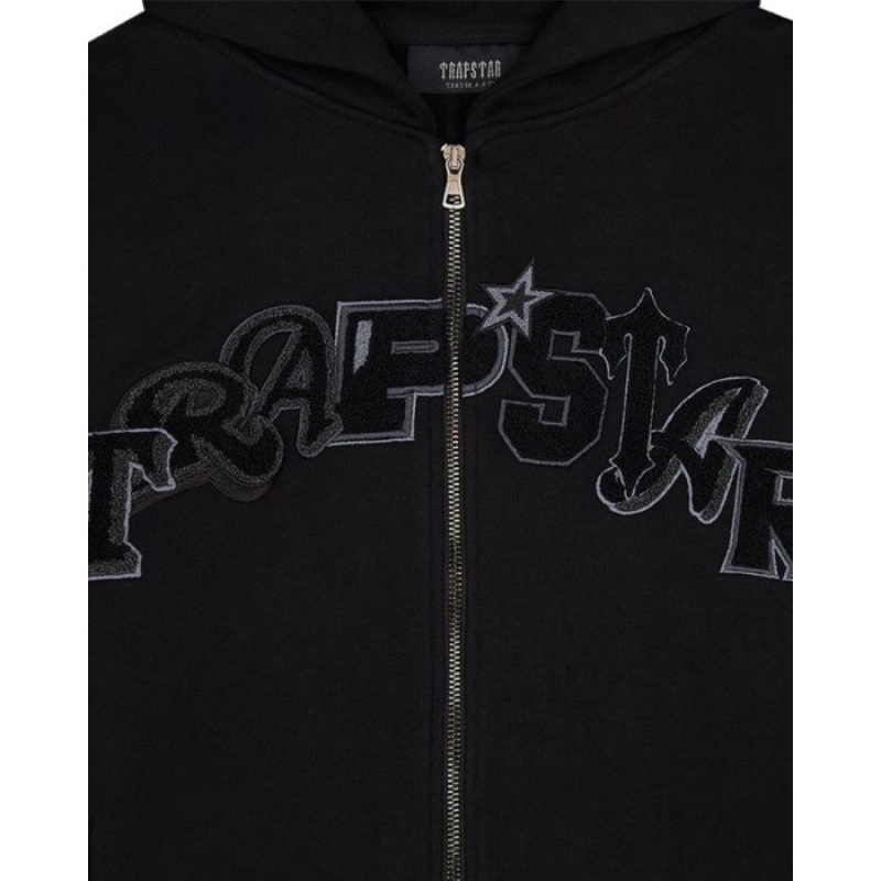 Férfi Trapstar Wildcard Chenille Zip Pulcsi Fekete | Hungary JG00-018