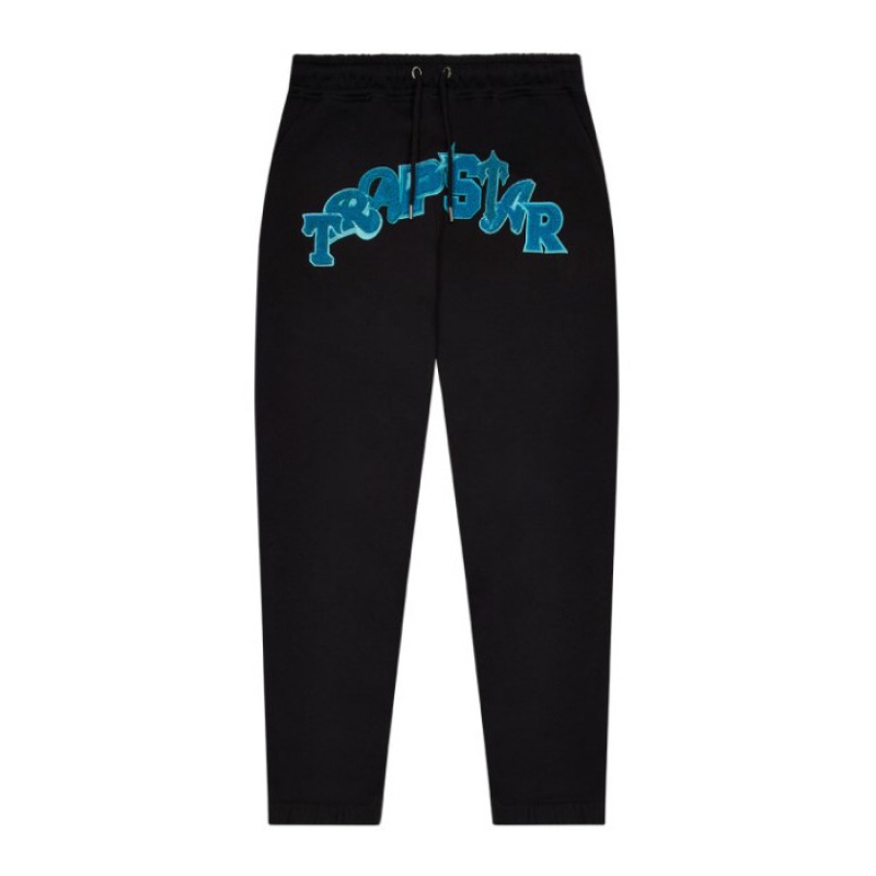 Férfi Trapstar Wildcard Jogging Bottoms Melegítő Fekete Türkiz | Hungary IR69-912