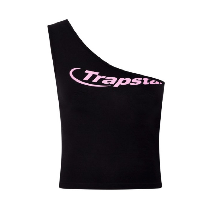 Női Trapstar Hyperdrive One Shoulder Vest Felső Fekete Rózsaszín | Hungary MW34-500