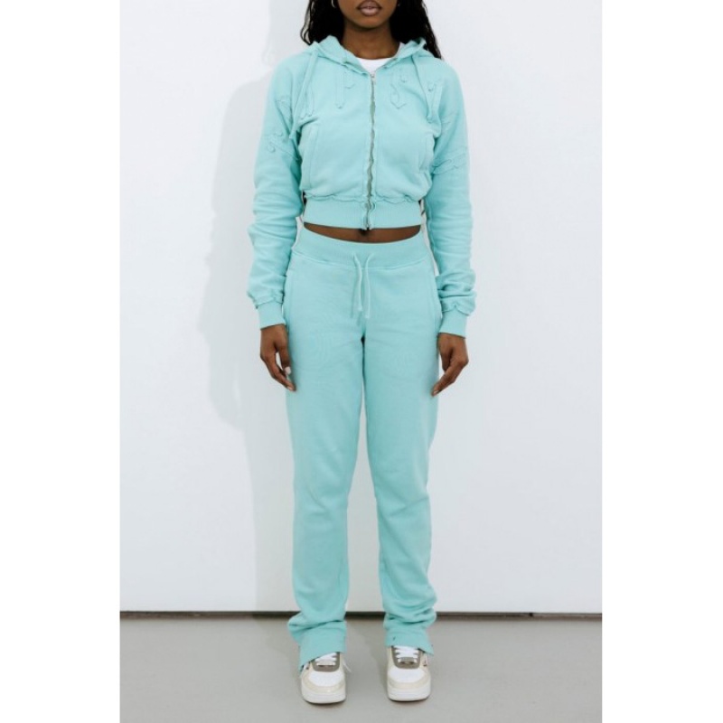 Női Trapstar Irongate Cropped Batwing Zip Hoodie Pulcsi Türkiz | Hungary YT58-517