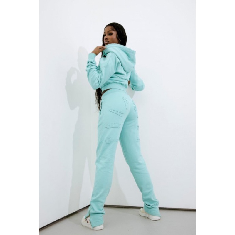 Női Trapstar Irongate Cropped Batwing Zip Hoodie Pulcsi Türkiz | Hungary YT58-517