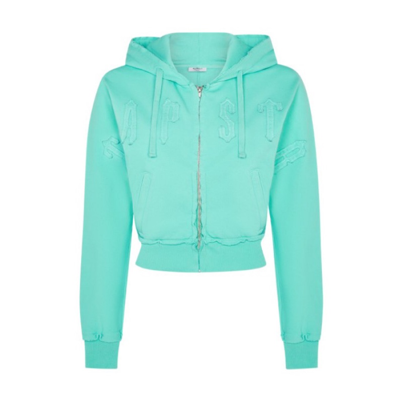 Női Trapstar Irongate Cropped Batwing Zip Hoodie Pulcsi Türkiz | Hungary YT58-517