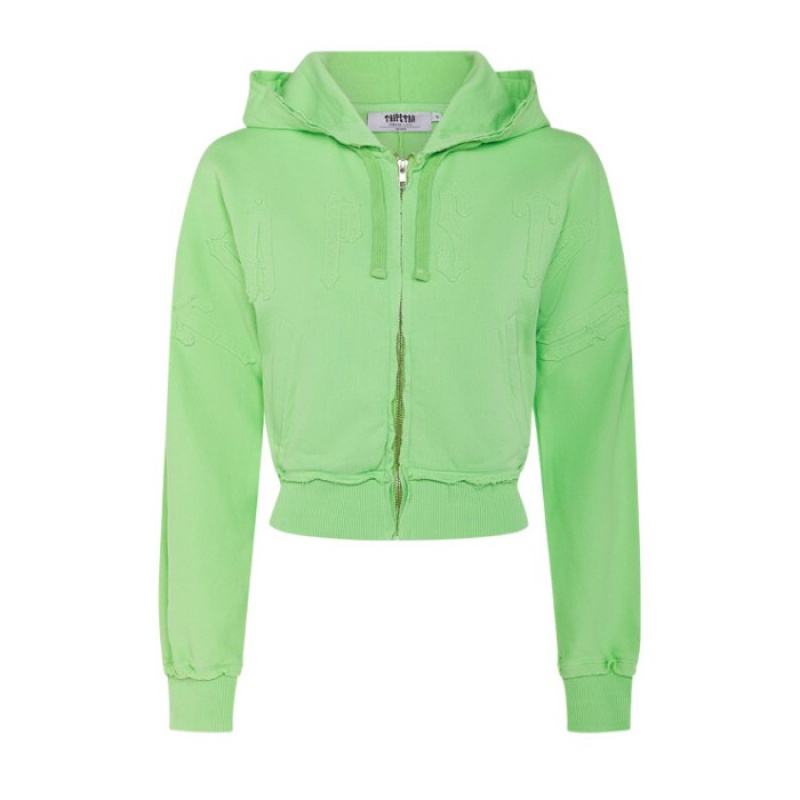 Női Trapstar Irongate Cropped Batwing Zip Hoodie Pulcsi Zöld | Hungary LN21-512
