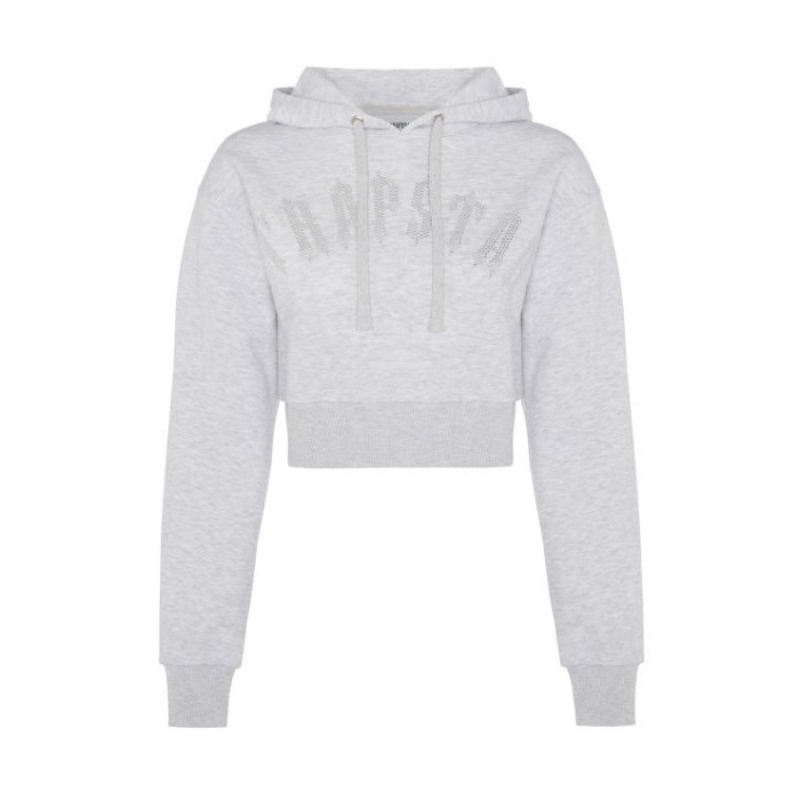 Női Trapstar Irongate Stud Cropped Hoodie Pulcsi Szürke | Hungary IP51-945