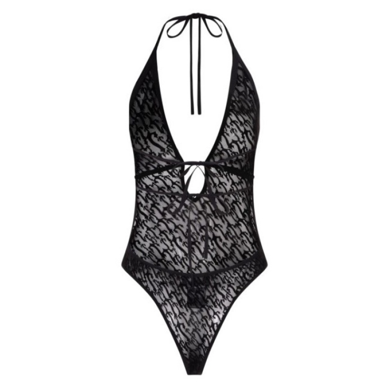 Női Trapstar Jacquard Mesh Halterneck Body Fekete | Hungary DP60-671