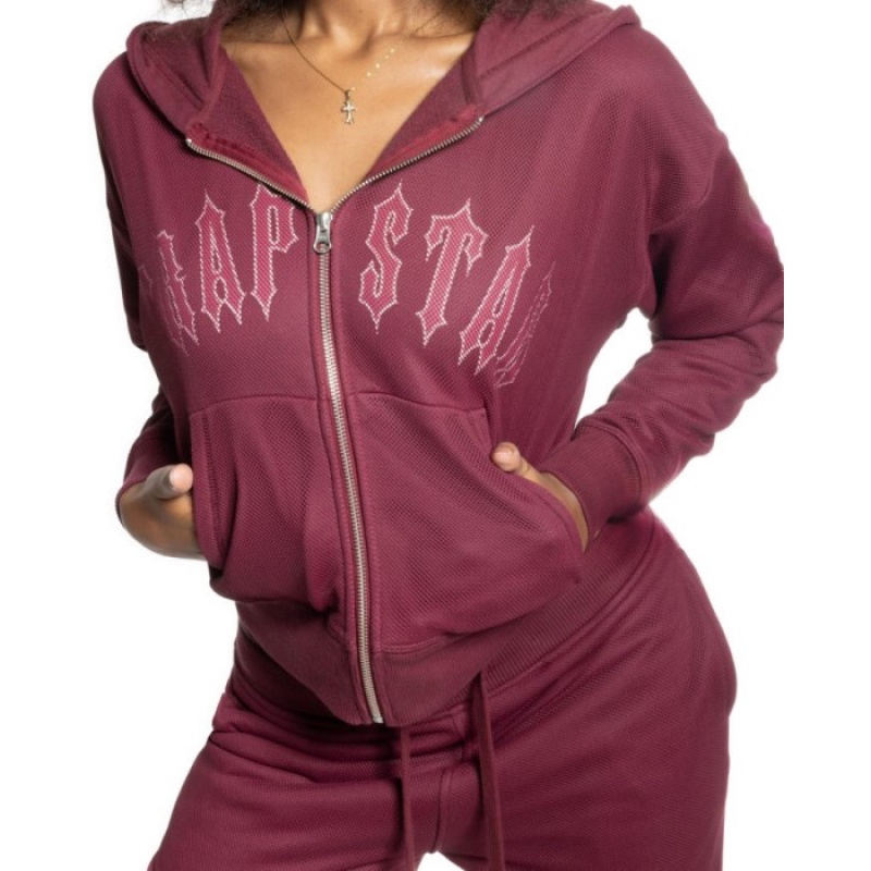 Női Trapstar Mesh Irongate Arch Hoodie Pulcsi Bordó | Hungary IU07-954